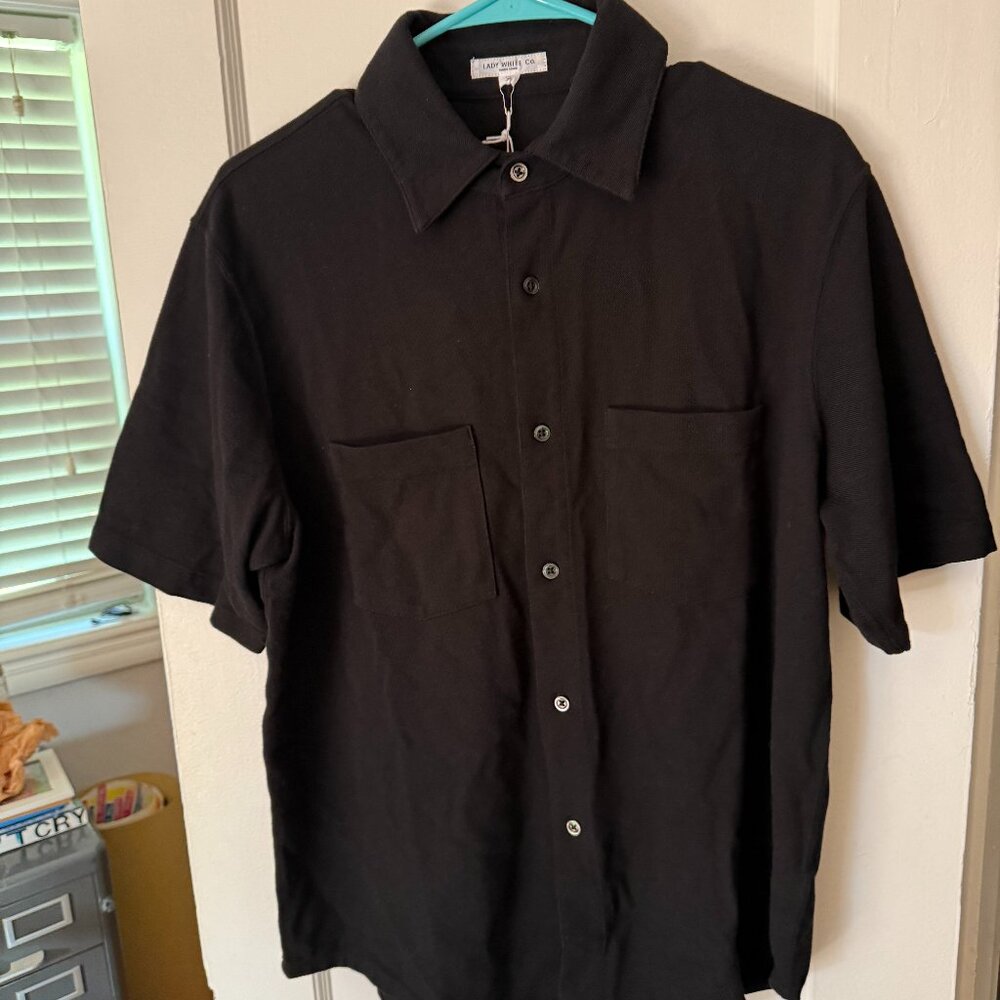 Lady White Co. Pique Work Shirt Short Sleeve Black Small (36)